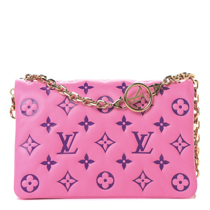 Louis Vuitton Lambskin Embossed Monogram Vuittamins Pochette Coussin Rose Violet 1 of 12