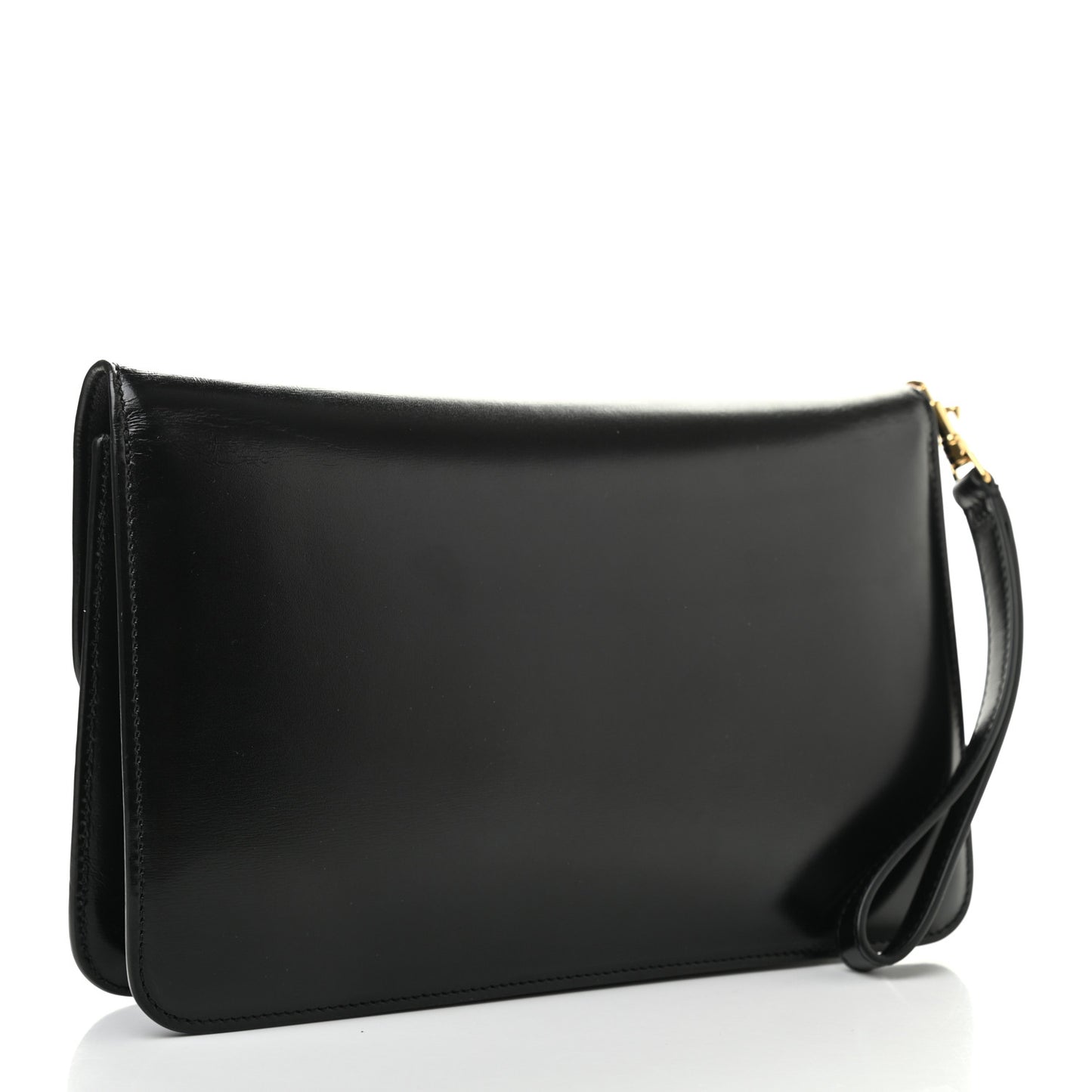 Shiny Calfskin Triomphe Clutch Black