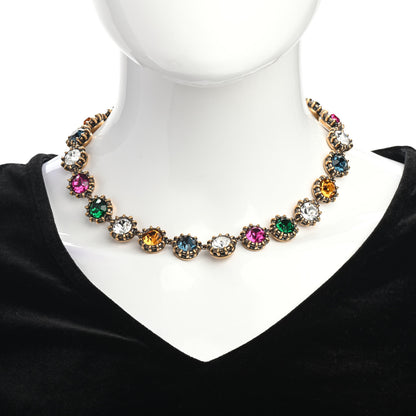 Gucci Crystal Butterfly Necklace Aged Gold Multicolor 2 of 4