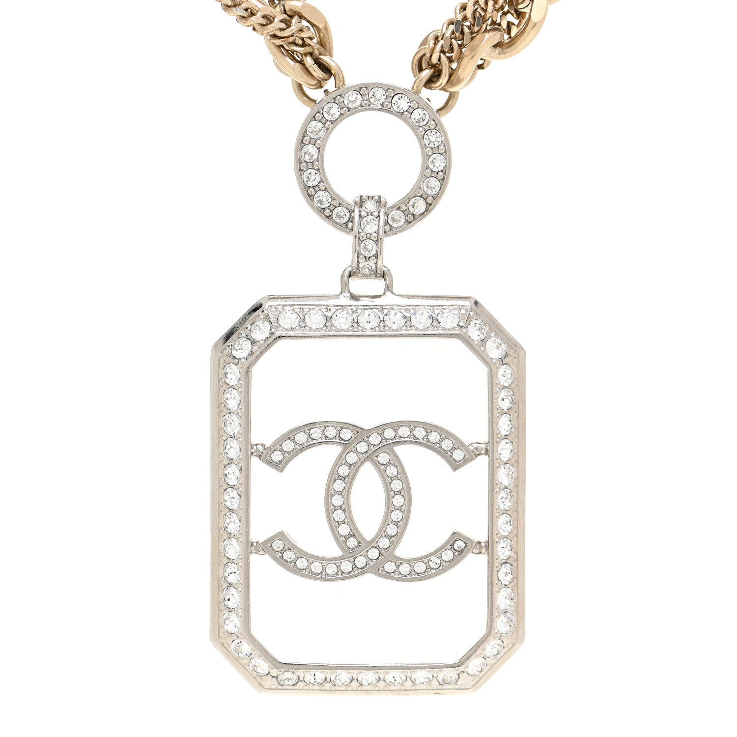 Chanel Crystal Chain CC Multi Strand Necklace Gold 4 of 5