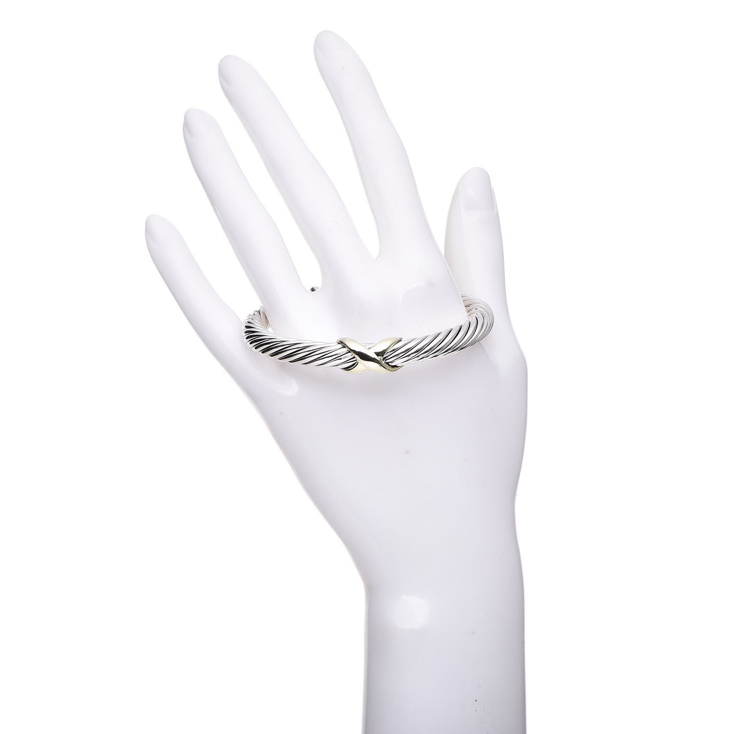 Sterling Silver 14K Yellow Gold 7mm X Station Cable Bracelet