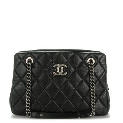 Chanel Aged Calfskin Quilted Small Crown Tote Black 1 of 7