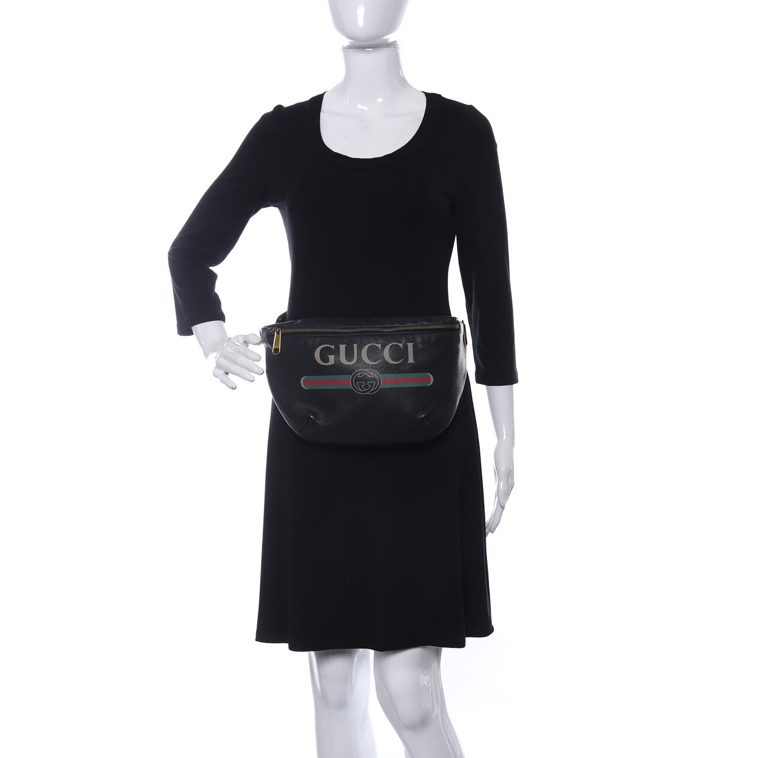 Gucci Grained Calfskin Logo Belt Bag Black 2 of 10