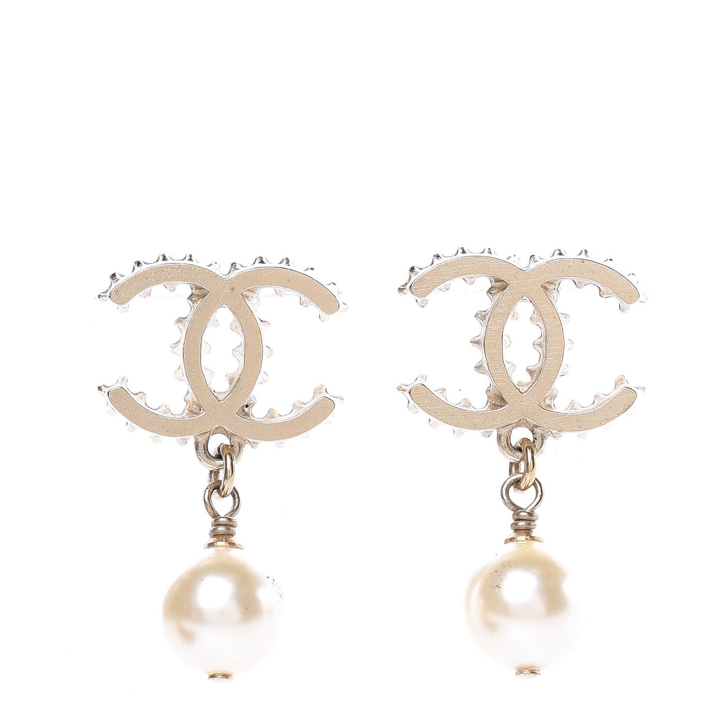 Pearl CC Drop Earrings Gold