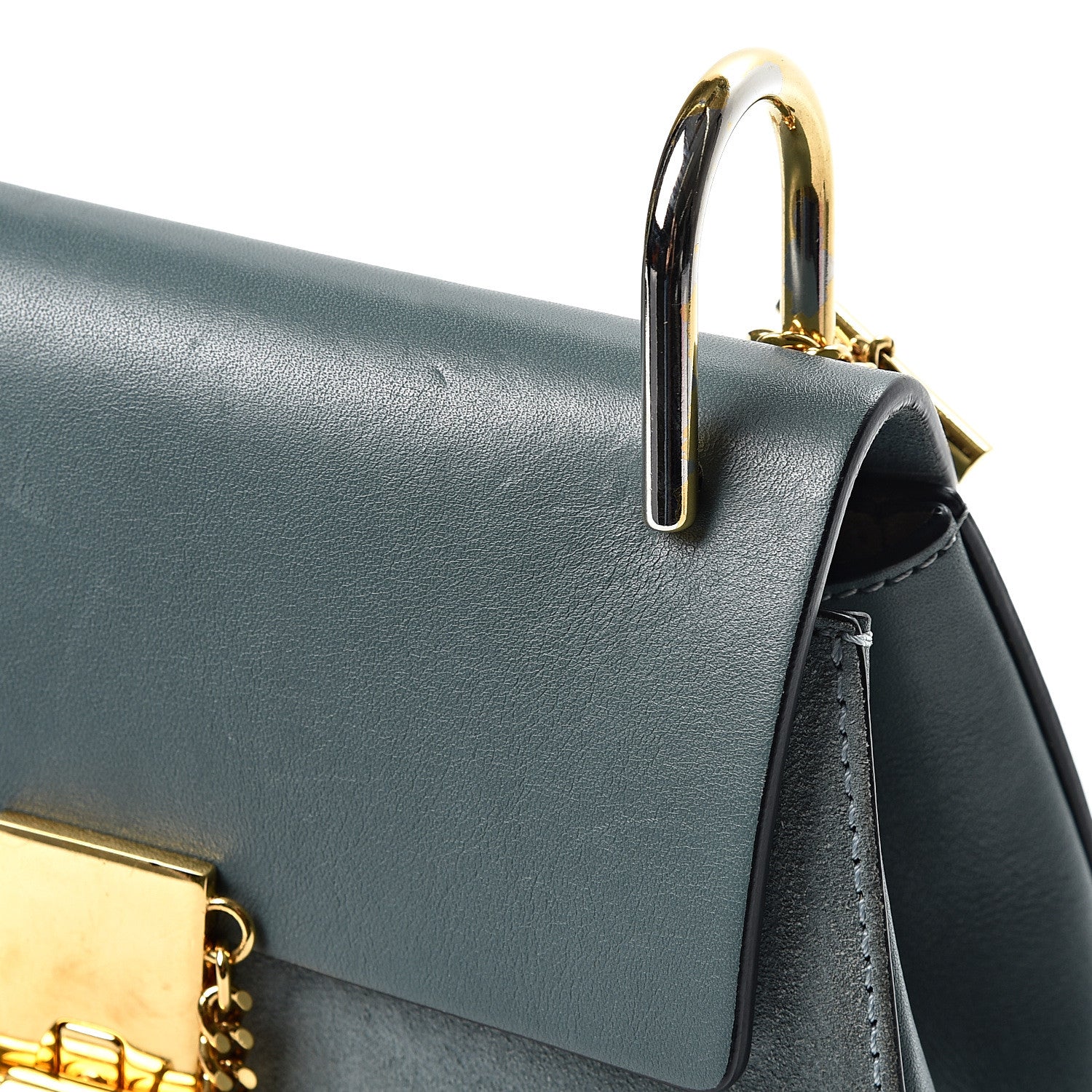 Chloe Suede Smooth Calfskin Mini Drew Shoulder Bag Cloudy Blue 6 of 11