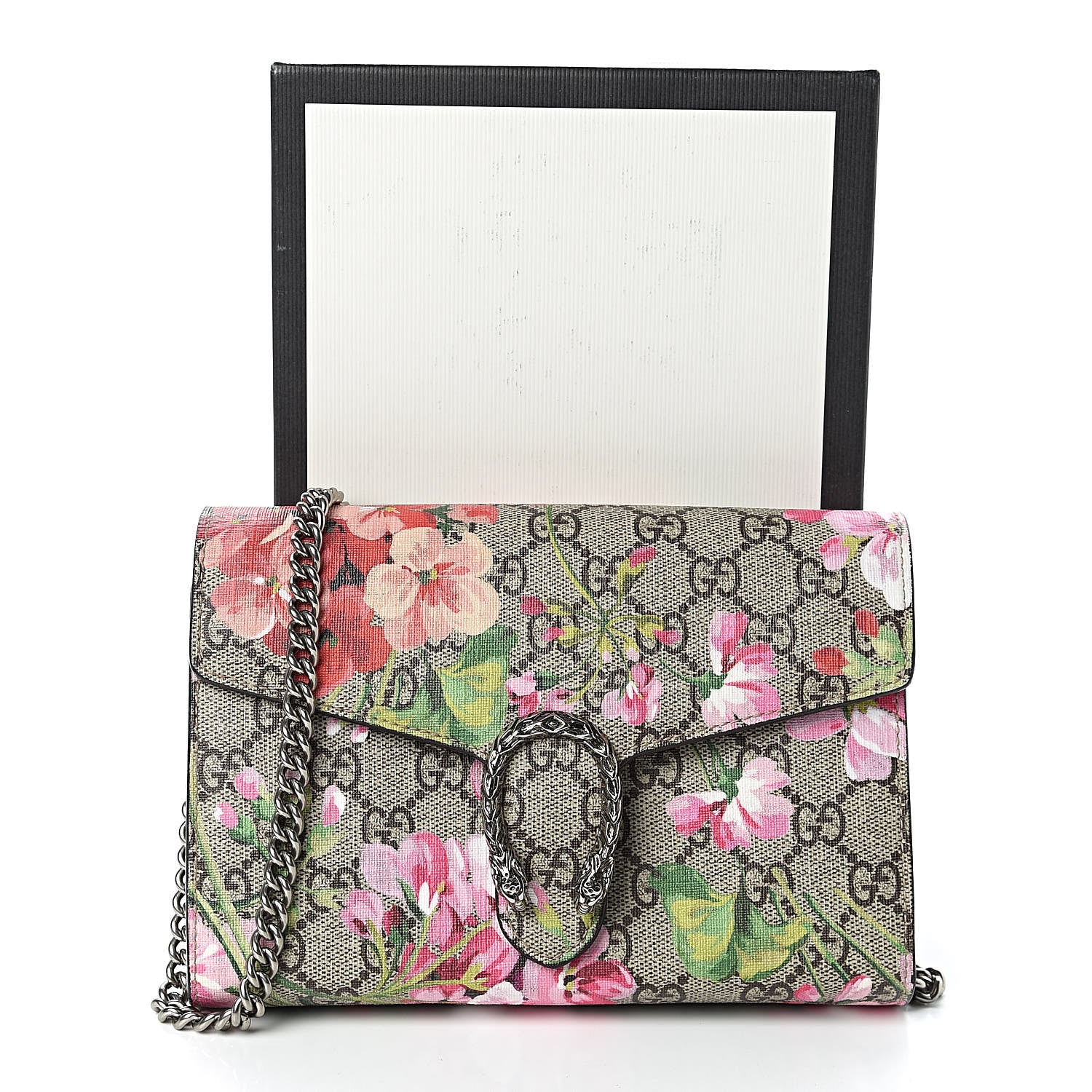Gucci GG Supreme Monogram Blooms Mini Dionysus Chain Wallet Beige Multicolor Dry Rose 11 of 11