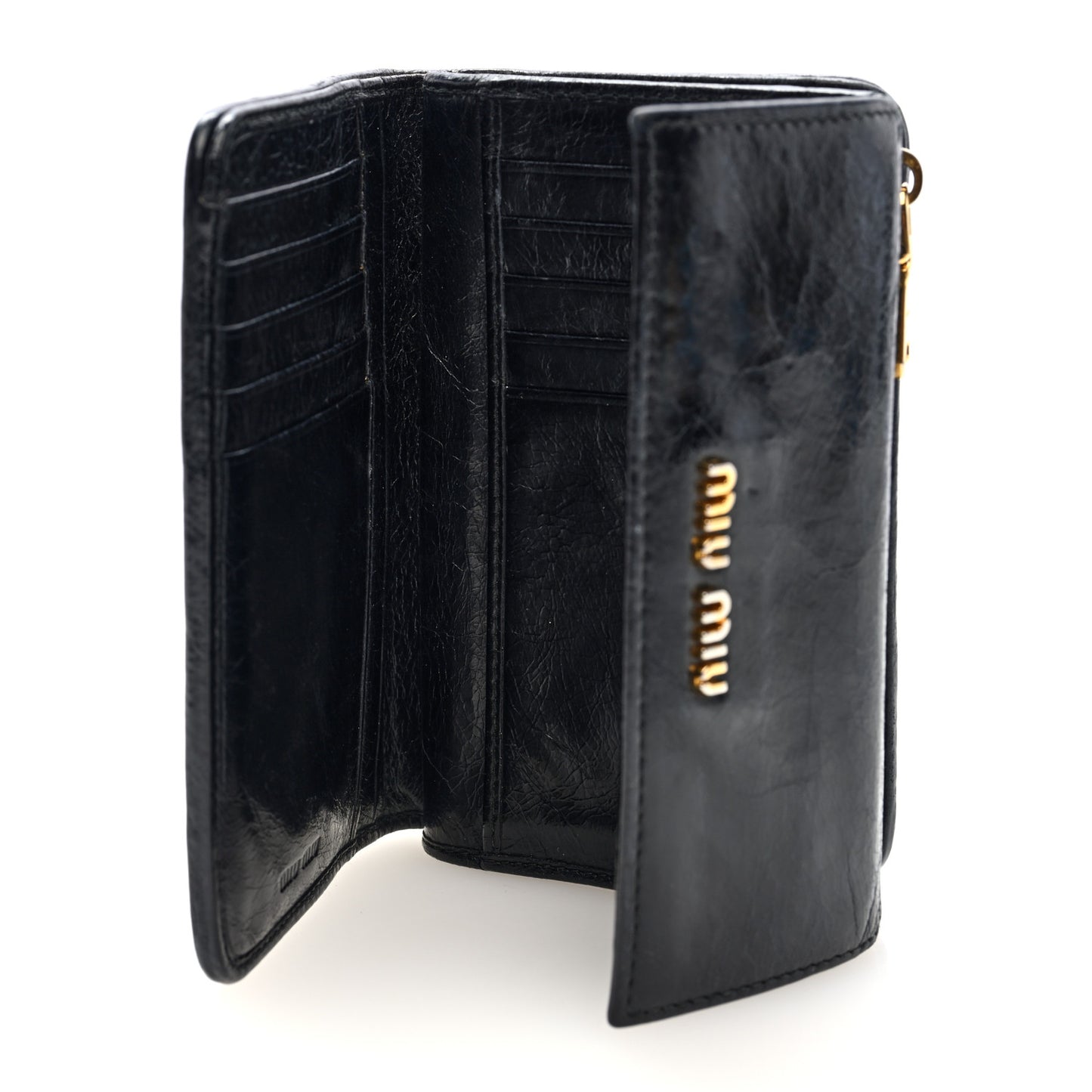 Vitello Lux Matelasse Lux Bi-Fold Compact Wallet Black