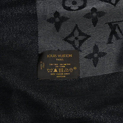 Louis Vuitton Silk Lurex Wool Monogram Shine Shawl Black 3 of 4
