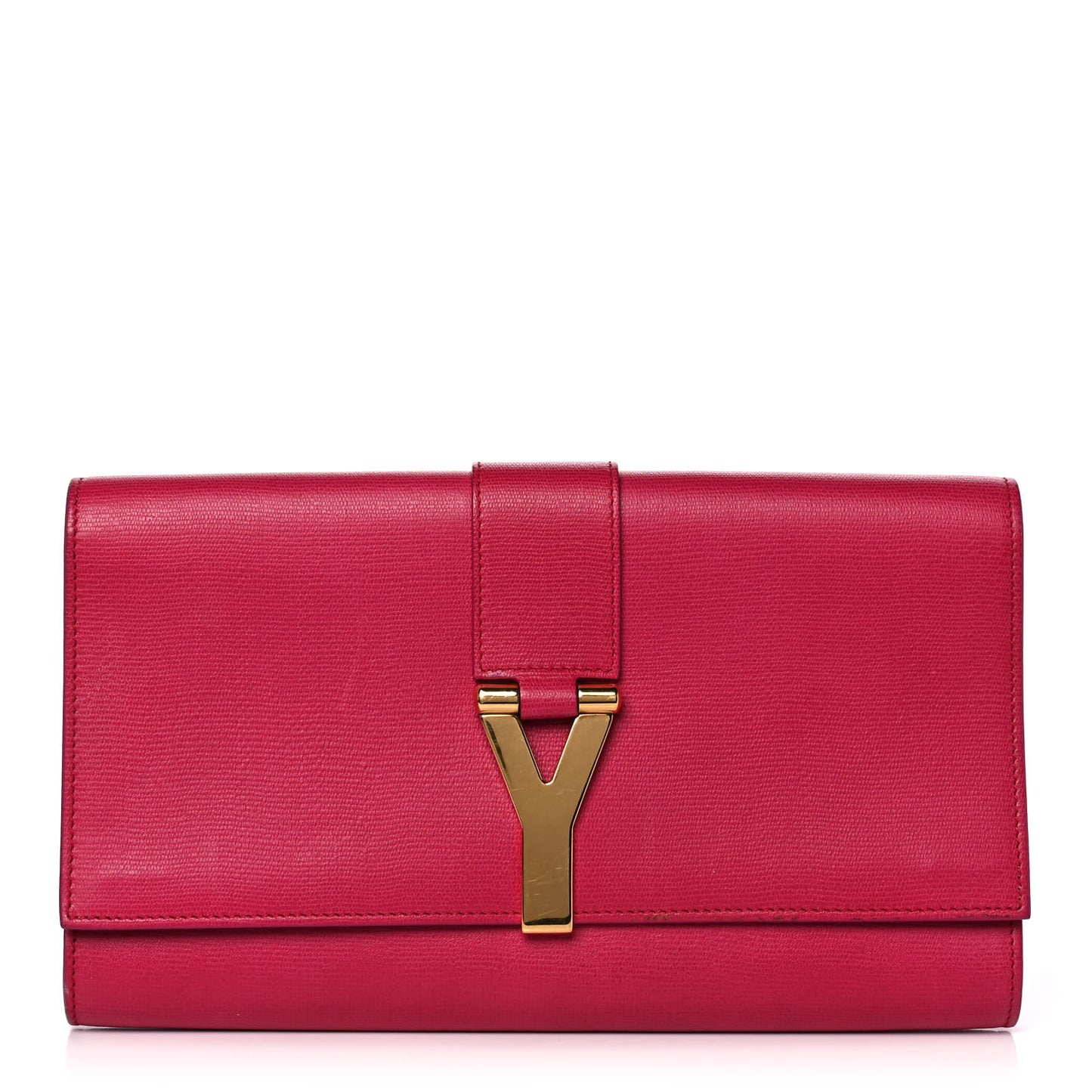 Textured Calfskin Classic Y Ligne Clutch Fuchsia