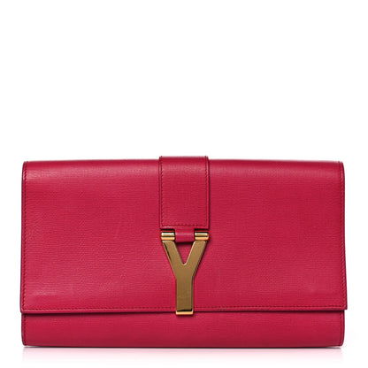Saint Laurent Textured Calfskin Classic Y Ligne Clutch Fuchsia 1 of 9