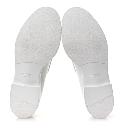 Prada Spazzolato Triangle 50mm Loafers 41 White 7 of 12