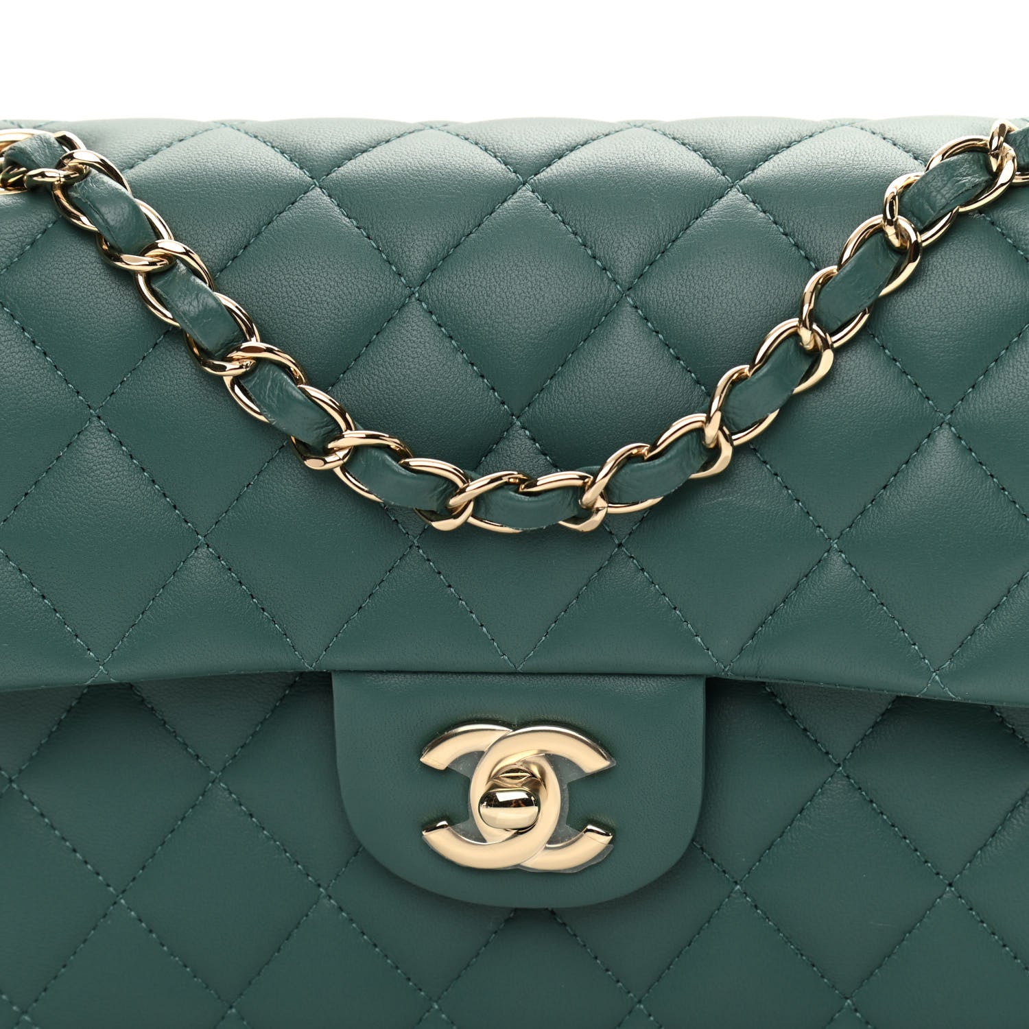 Chanel Lambskin Quilted Small Double Flap Green 8 of 11