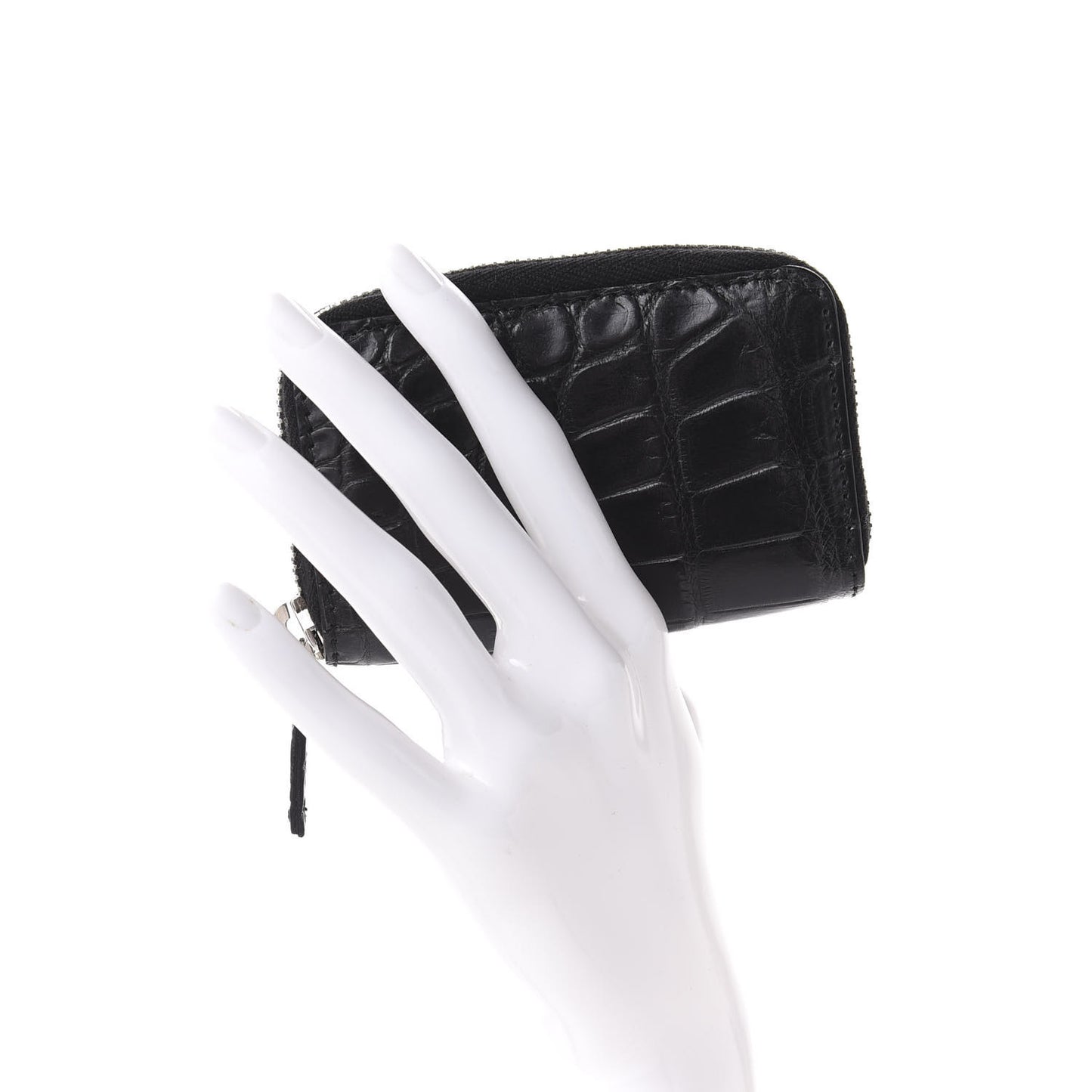 Crocodile Zip Around Card Case Black