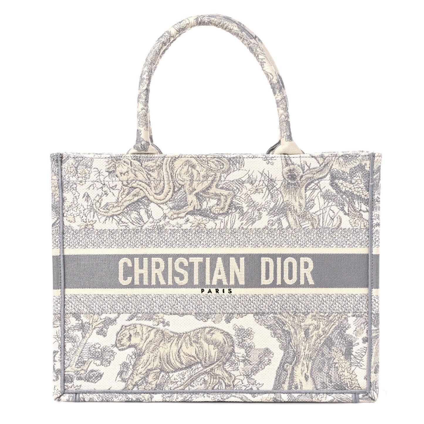 Canvas Embroidered Medium Dioriviera Toile De Jouy Book Tote Gray