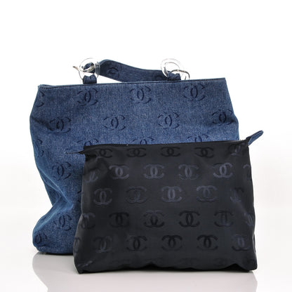 Chanel Denim Large CC Tote Dark Navy Blue 5 of 8