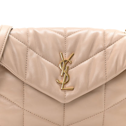 Saint Laurent Lambskin Quilted Toy Loulou Puffer Monogram Chain Satchel Dark Beige 8 of 11