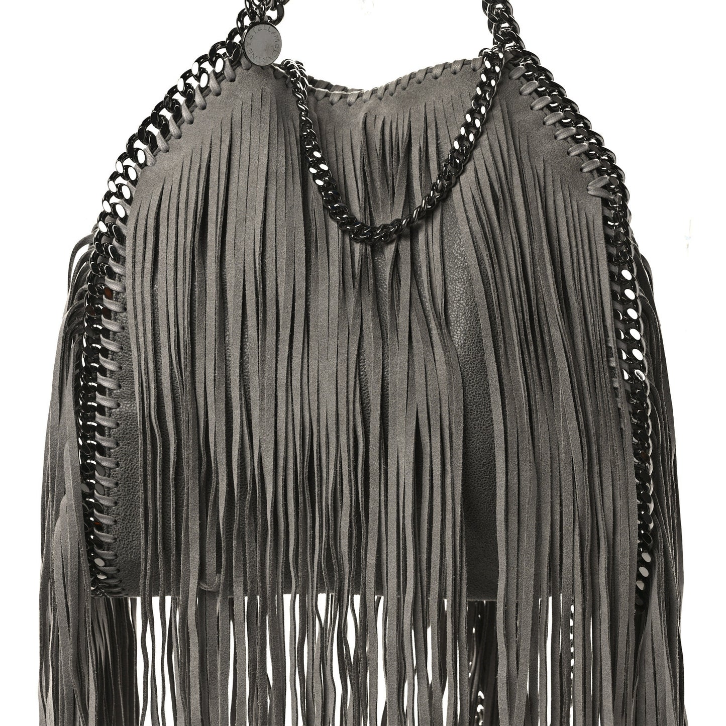 Shaggy Deer Fringe Mini Falabella Tote Grey