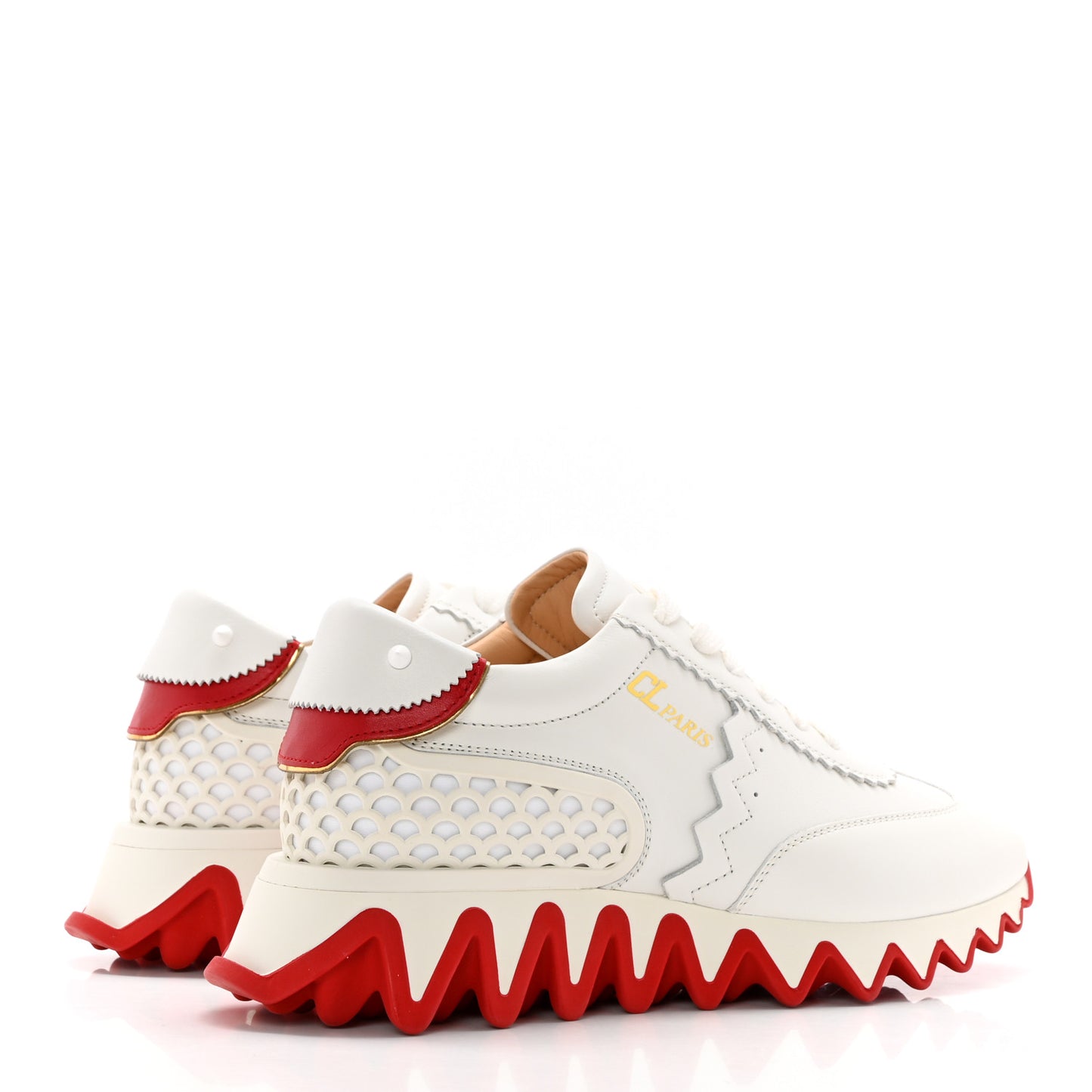 Calfskin Neoprene Womens Loubishark Sneakers 37.5 White