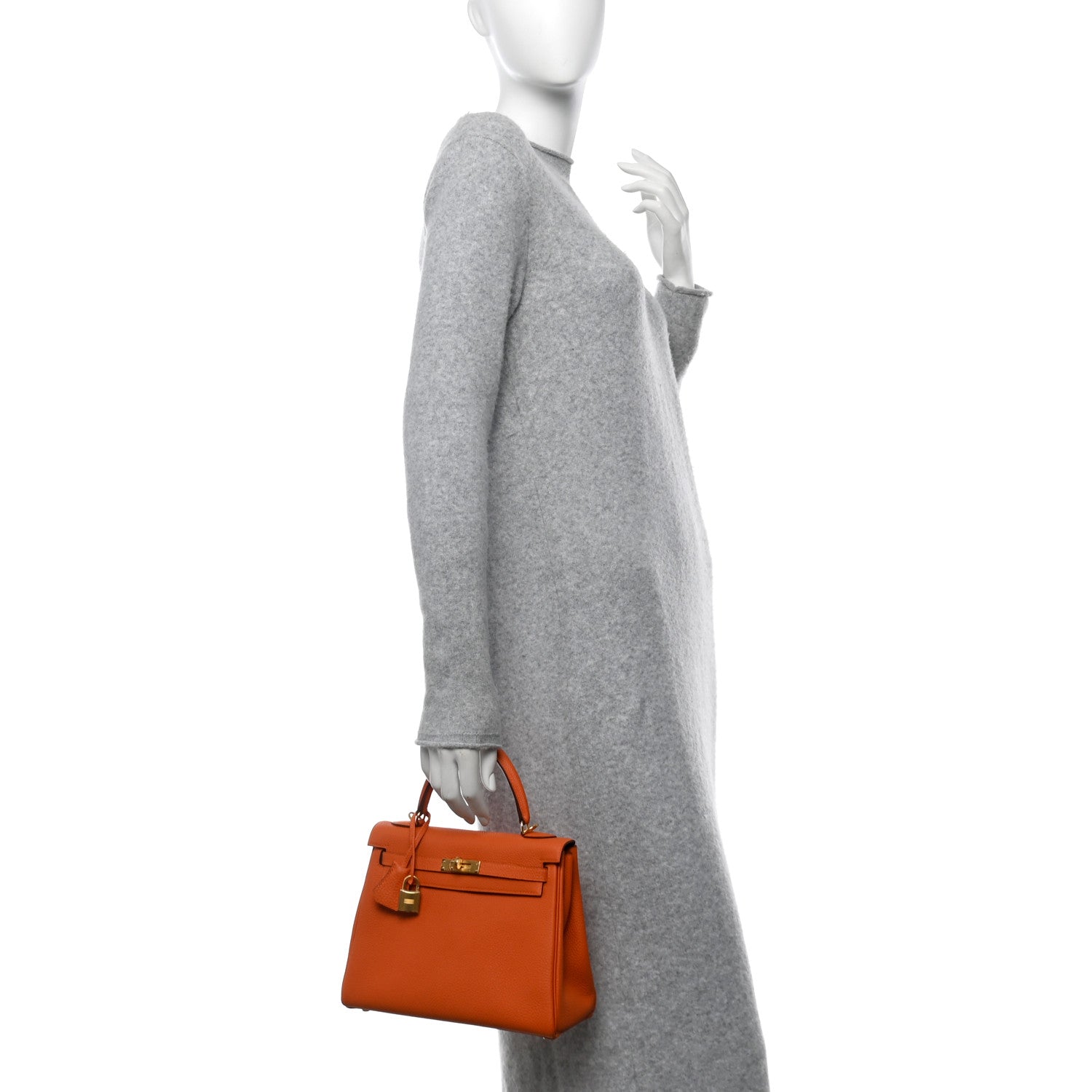 Hermes Togo Kelly Retourne 25 Orange 2 of 12