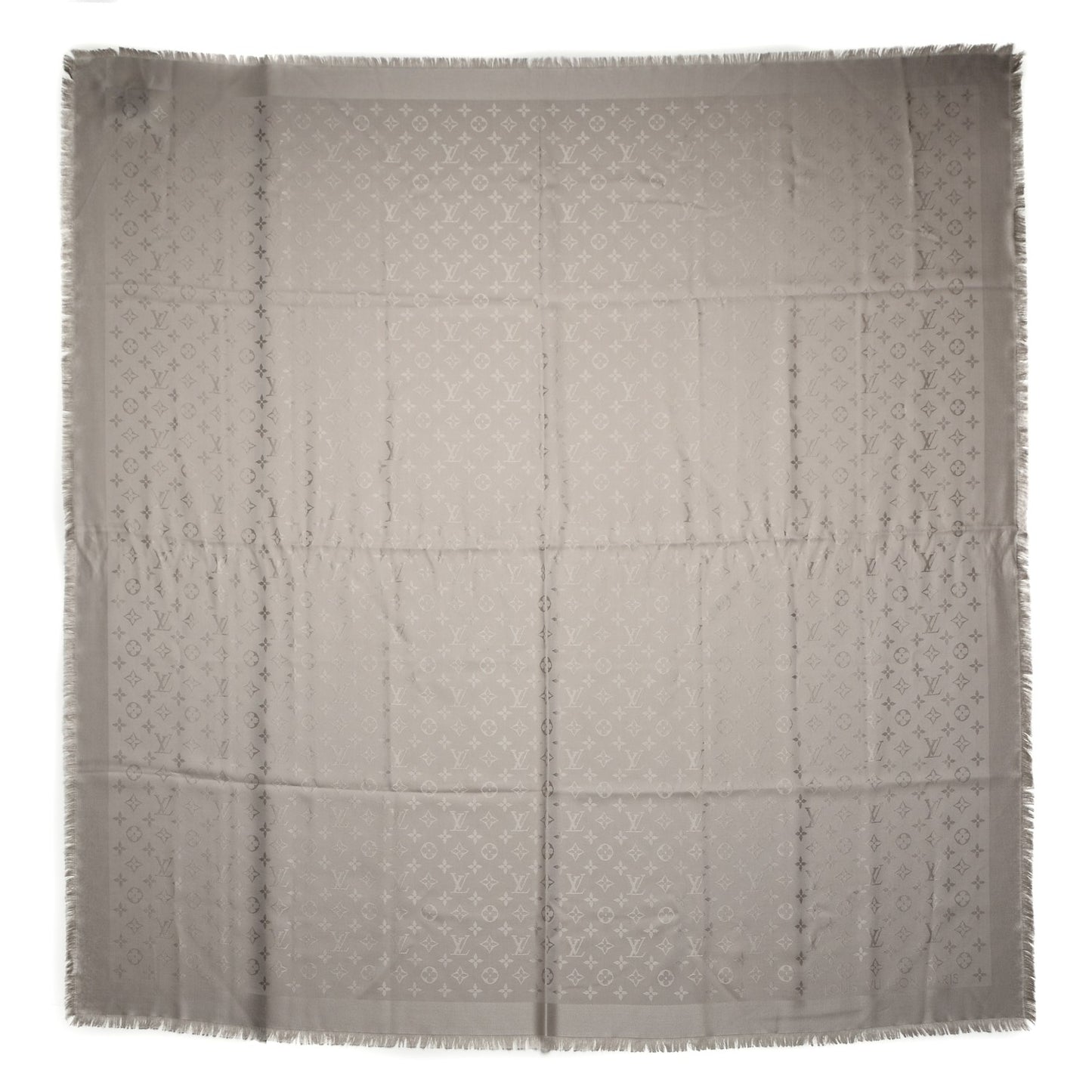 Silk Wool Monogram Shawl Beige