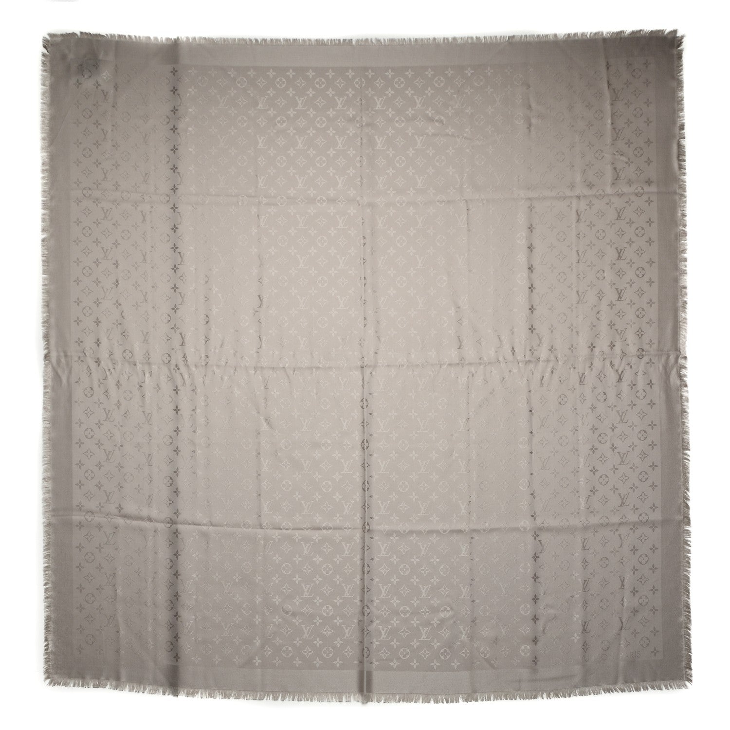 Louis Vuitton Silk Wool Monogram Shawl Beige 1 of 4