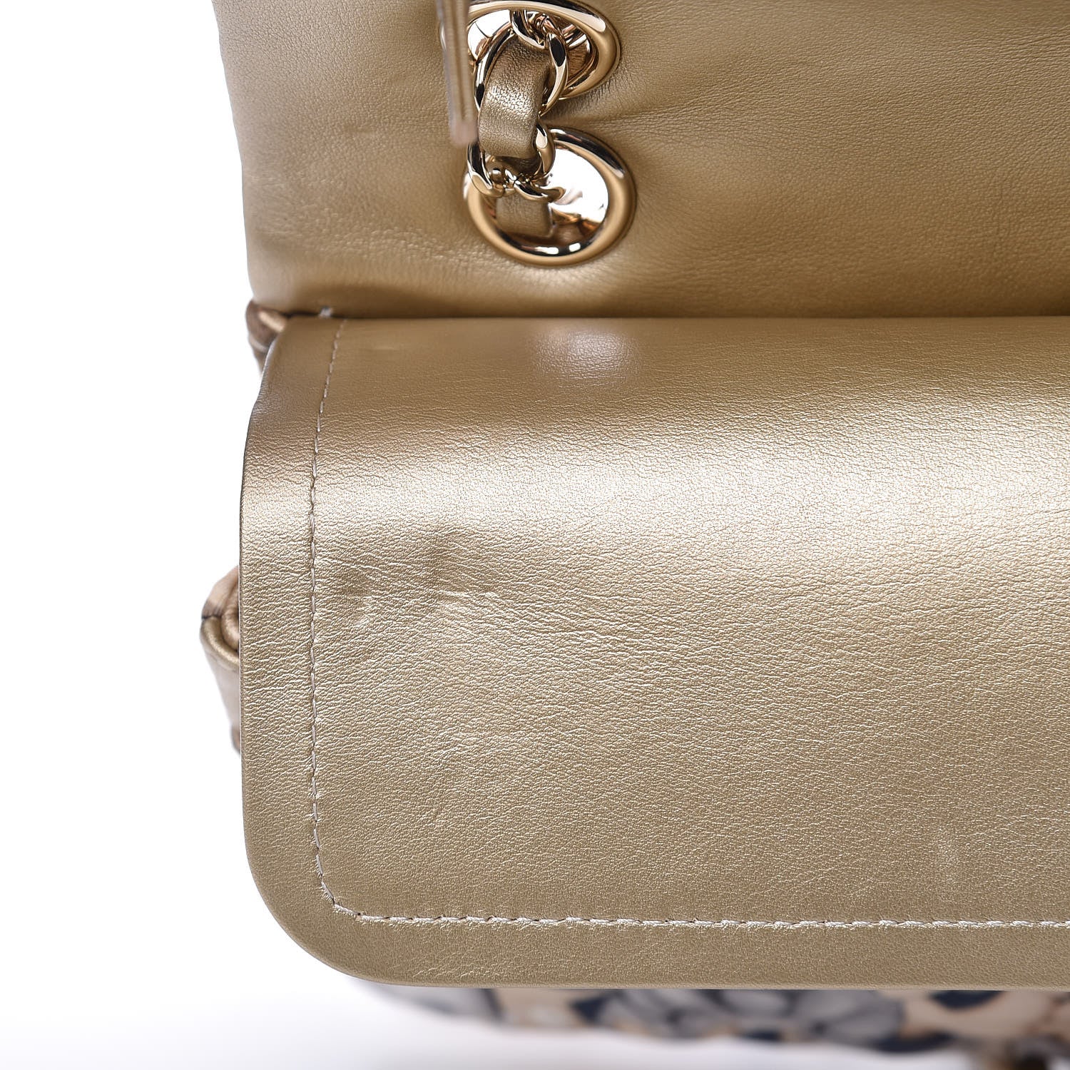 Chanel Nylon Quilted Medium Cat Emoticon Double Flap Navy Gold 11 of 14