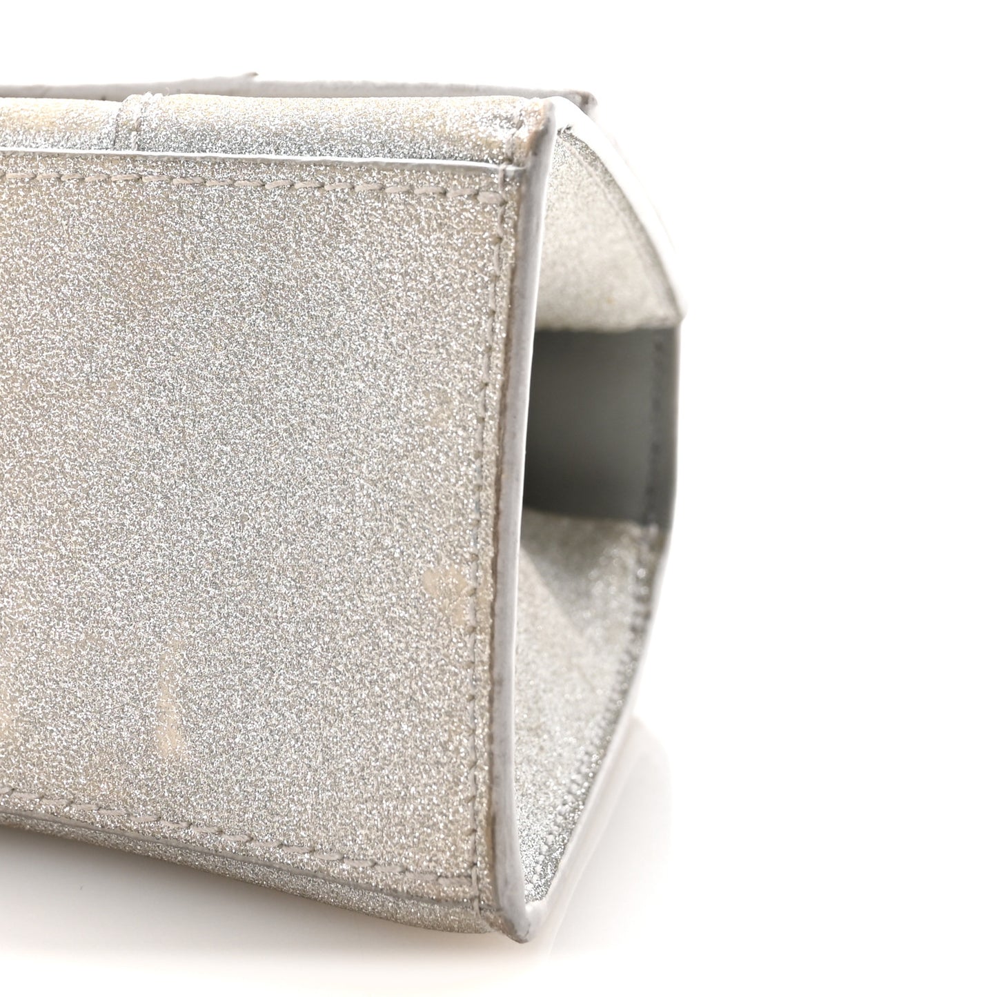 Glitter Fabric Hourglass Top Handle Bag XS Grey