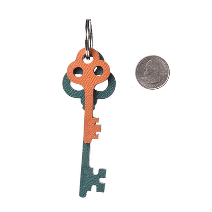 Hermes Epsom Petit H Key Ring Malachite Orange Black 3 of 6