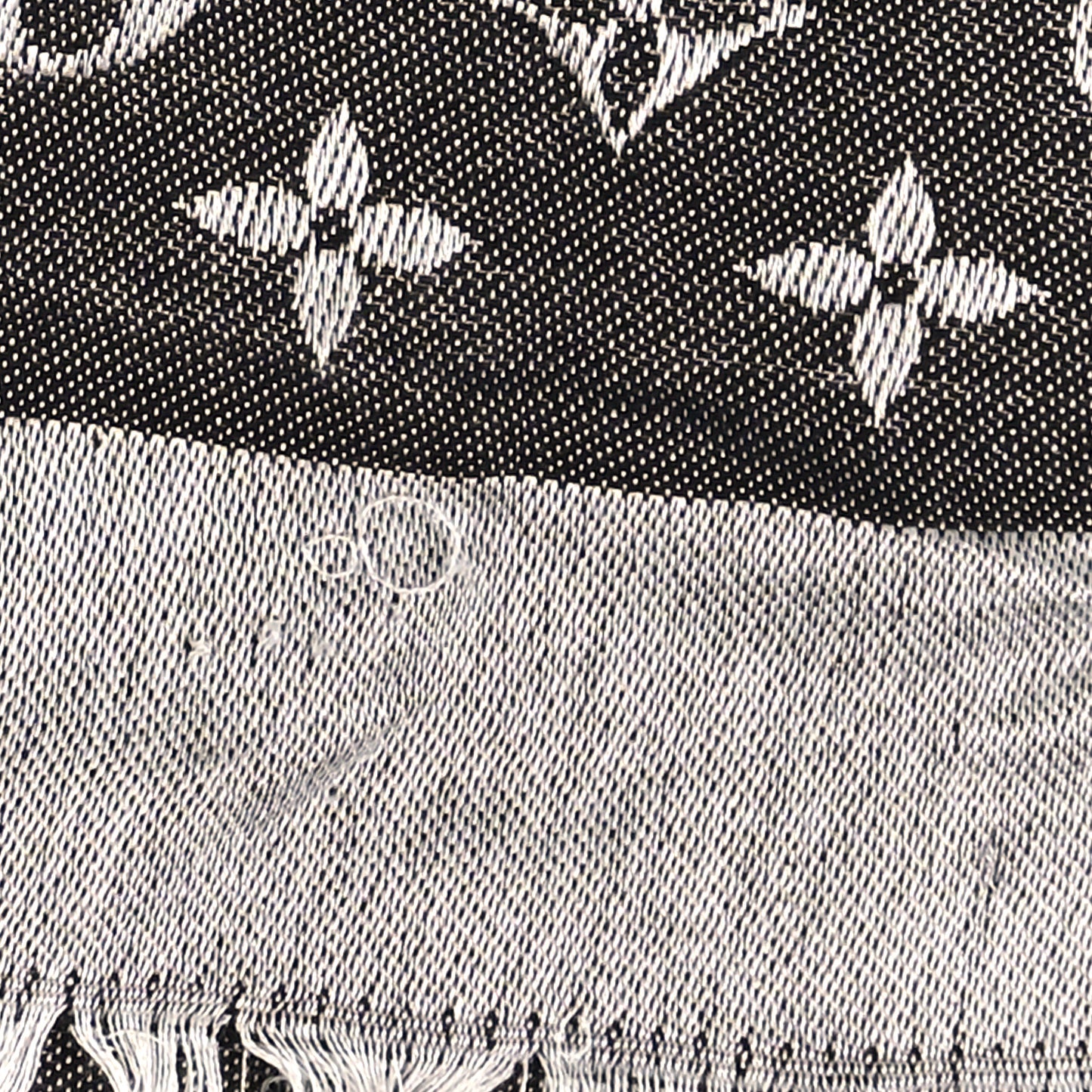 Silk Wool Monogram Denim Shawl Black