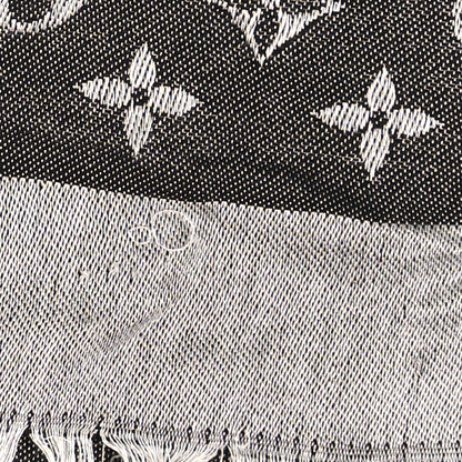 Louis Vuitton Silk Wool Monogram Denim Shawl Black 3 of 3