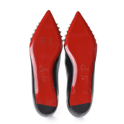 Christian Louboutin Kid Bareta Flats 38 Black Silver 6 of 10