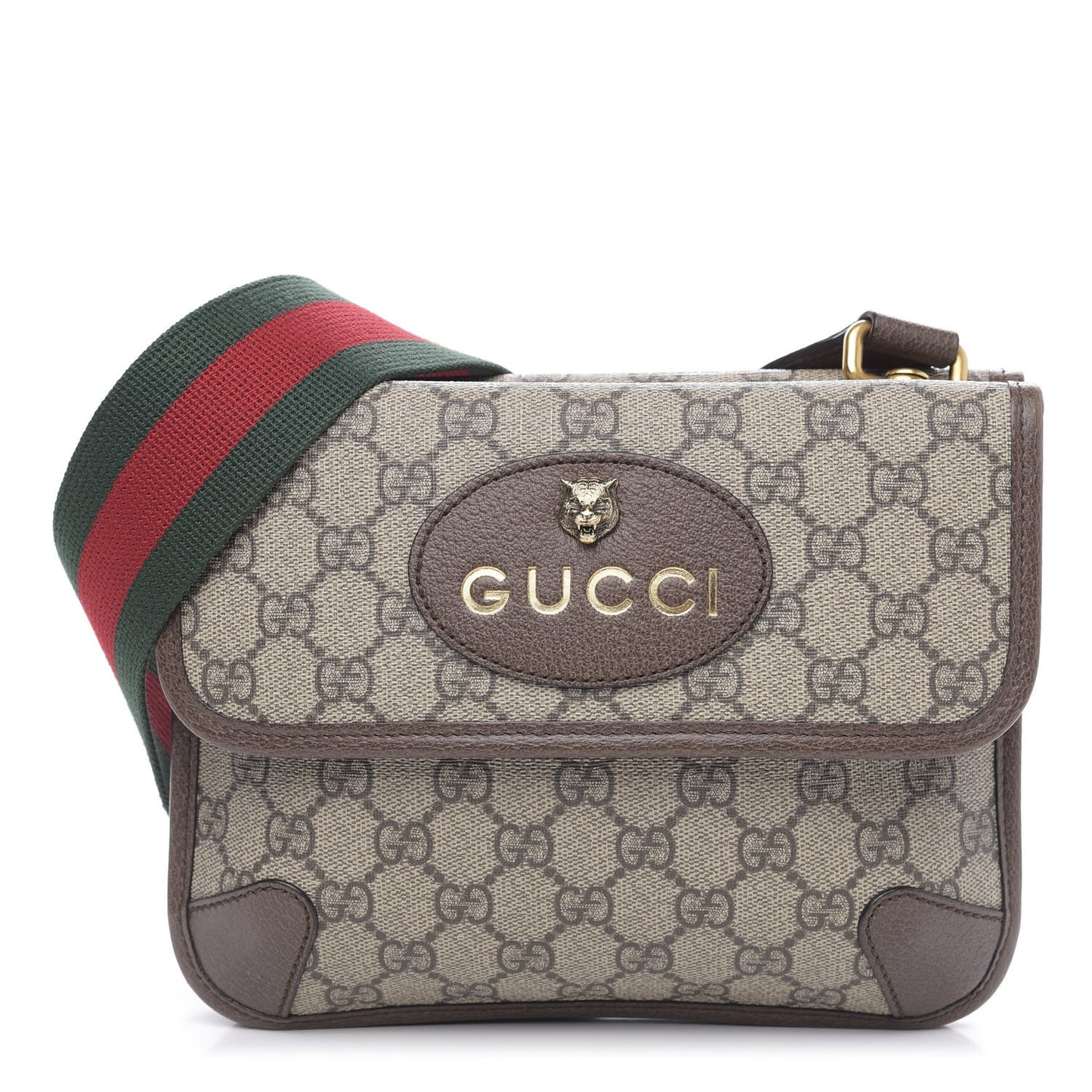 GG Supreme Monogram Web Small Neo Vintage Double Flap Messenger Bag Beige New Acero