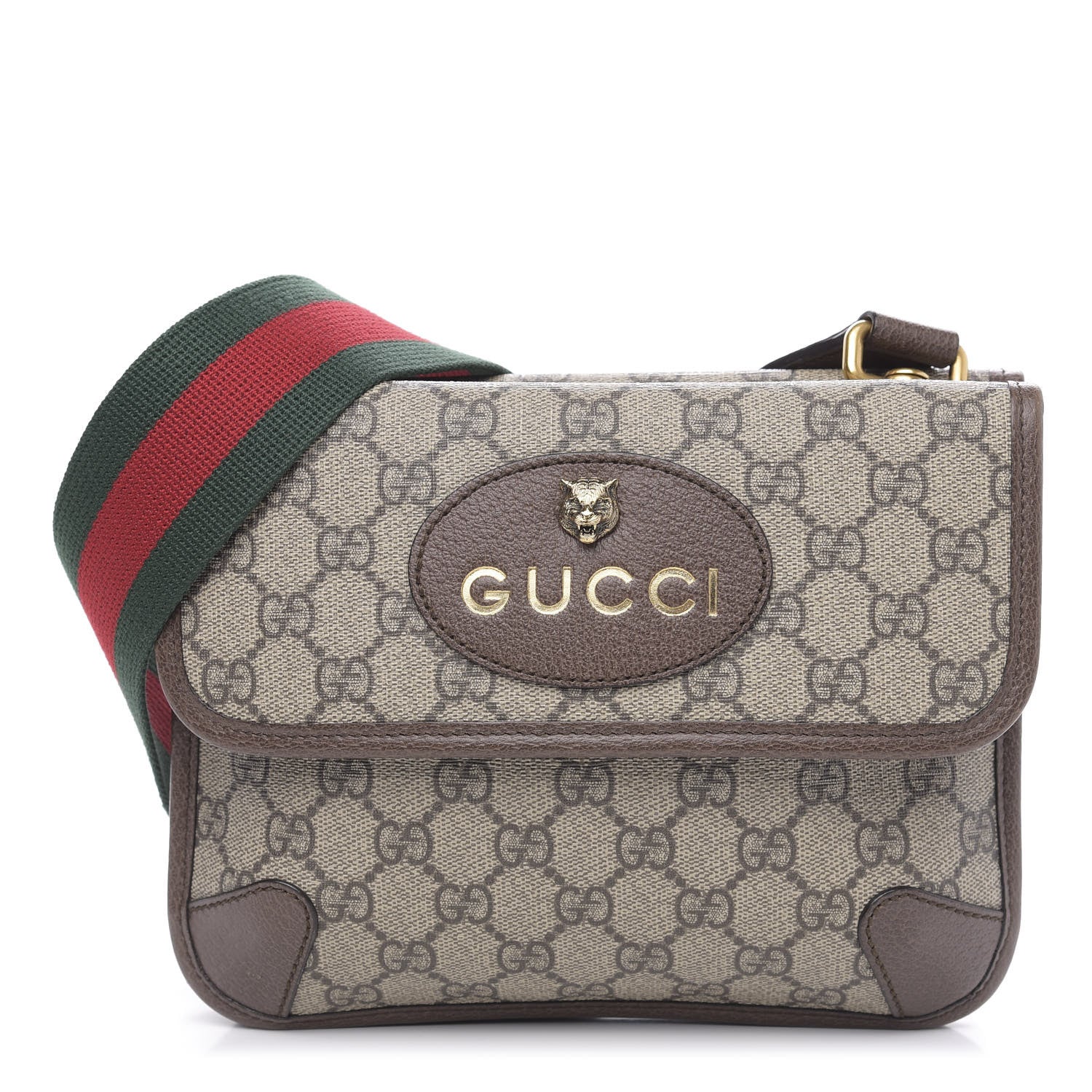Gucci GG Supreme Monogram Web Small Neo Vintage Double Flap Messenger Bag Beige New Acero 1 of 13