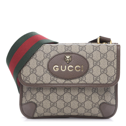 Gucci GG Supreme Monogram Web Small Neo Vintage Double Flap Messenger Bag Beige New Acero 1 of 13