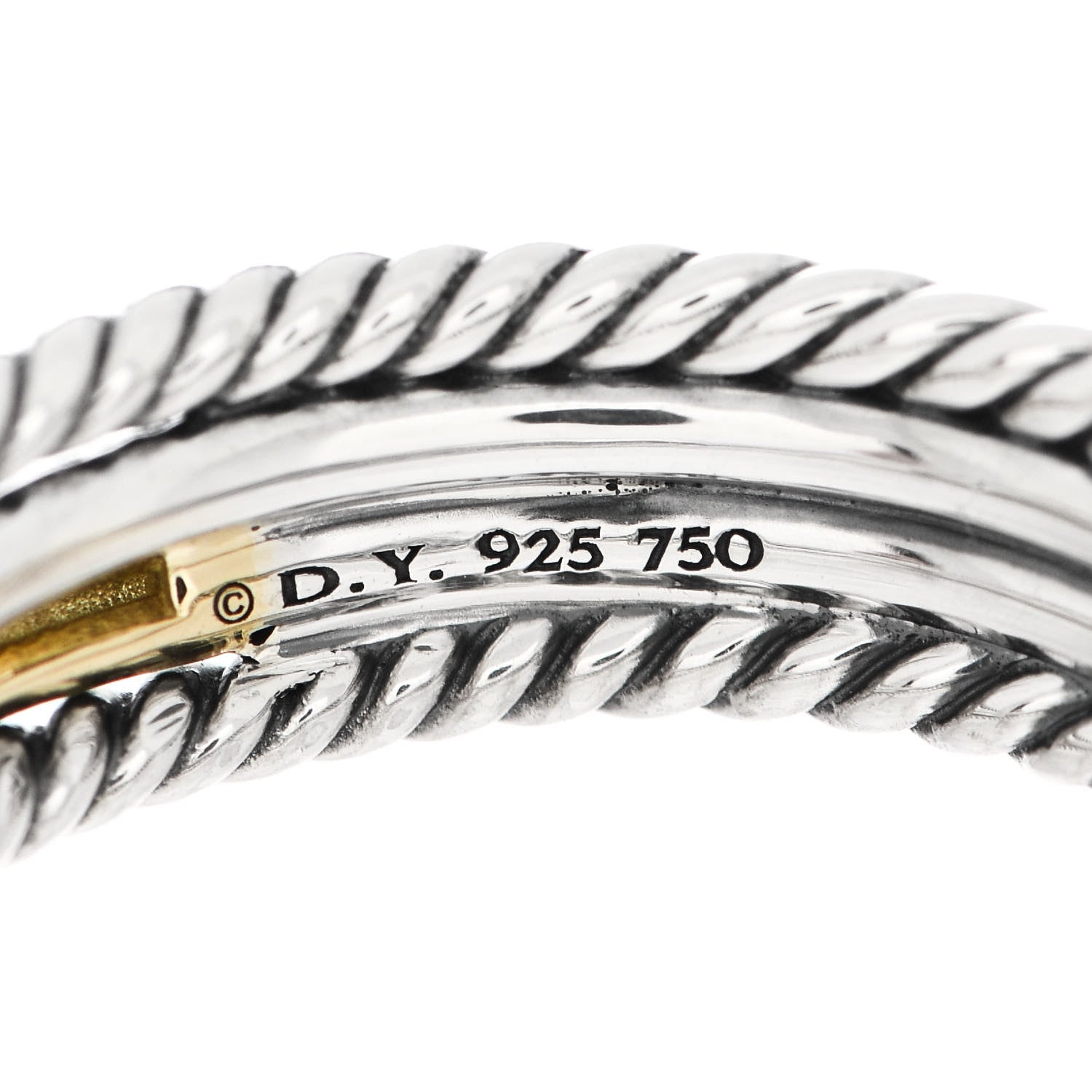 David Yurman Sterling Silver 18K Yellow Gold Narrow Crossover Ring 56 7.5 4 of 4