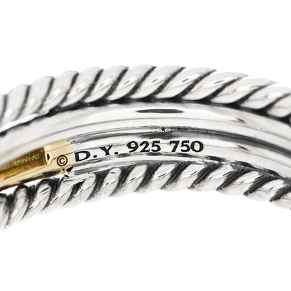 David Yurman Sterling Silver 18K Yellow Gold Narrow Crossover Ring 56 7.5 4 of 4