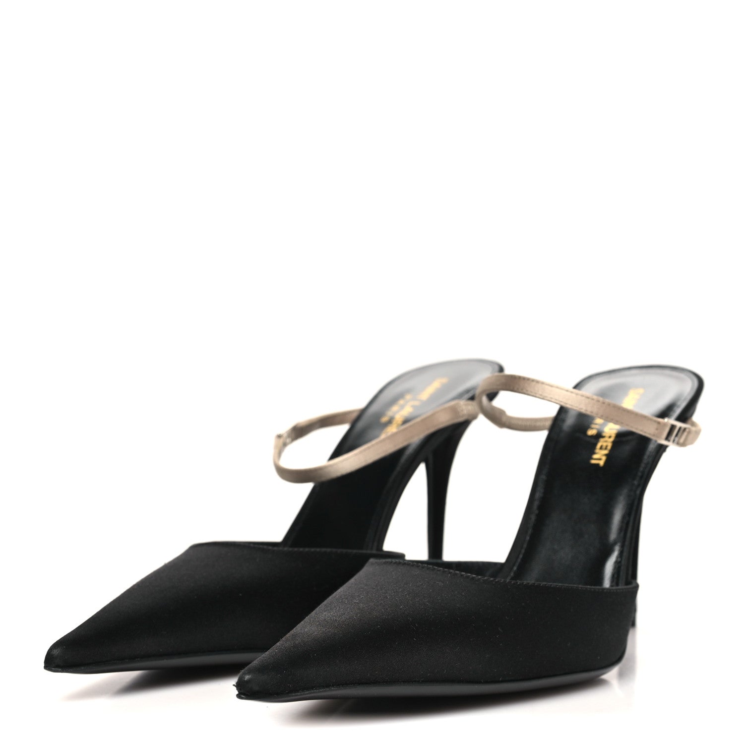 Saint Laurent Satin Nappa Killer 90mm Mules 38 Black Partridge Pink 4 of 9