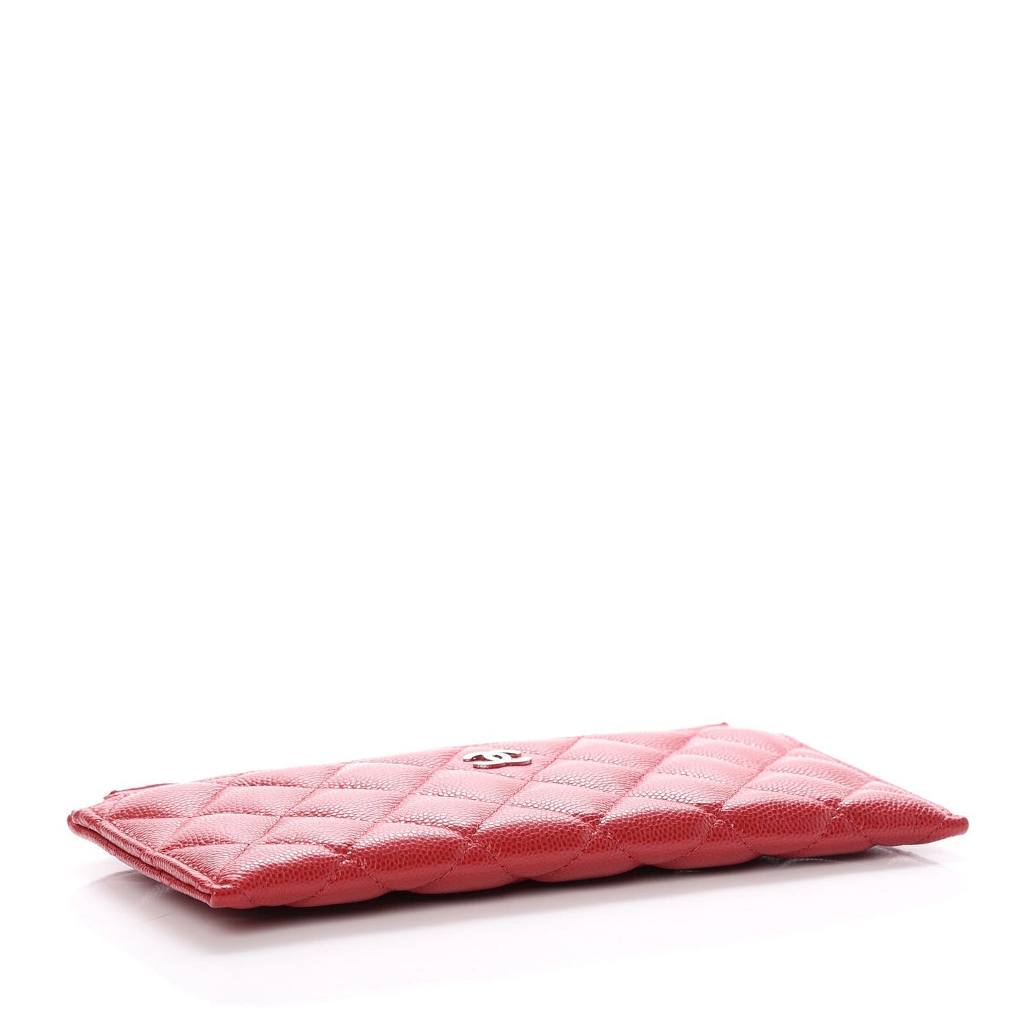 Iridescent Caviar Quilted Classic Zip Pouch Pink