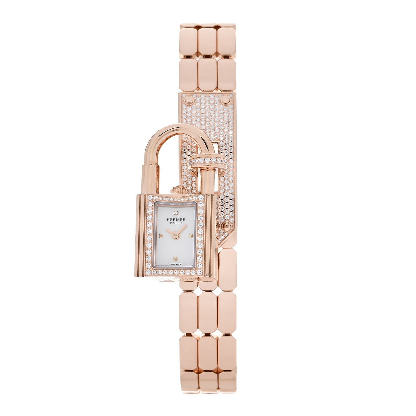 18K Rose Diamond Pave 16mm Kelly Quartz Watch