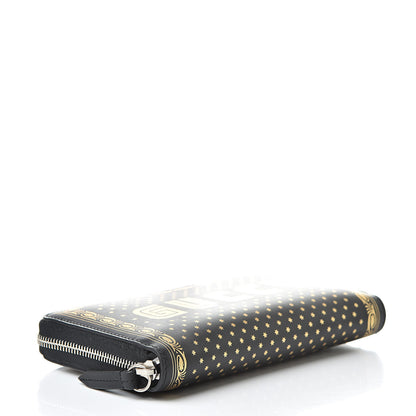 Gucci X SEGA Calfskin GUCCY Stars Zip Around Wallet Black Gold 4 of 8
