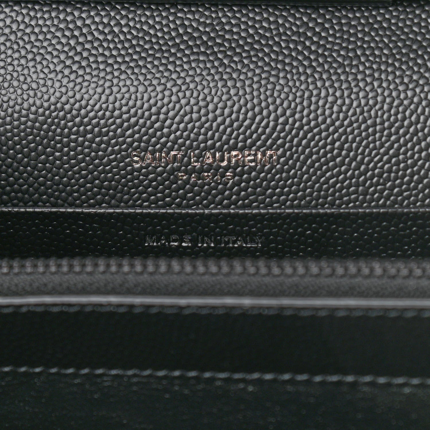 Saint Laurent Grain De Poudre Matelasse Chevron Monogram Chain Wallet Black 5 of 9