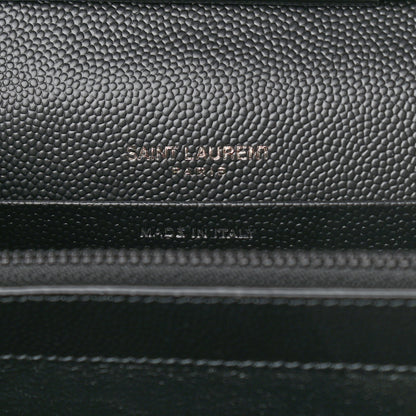 Saint Laurent Grain De Poudre Matelasse Chevron Monogram Chain Wallet Black 5 of 9