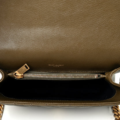 Saint Laurent Sheepskin Matelasse Chevron Monogram Medium College Bag Military Olive 4 of 4
