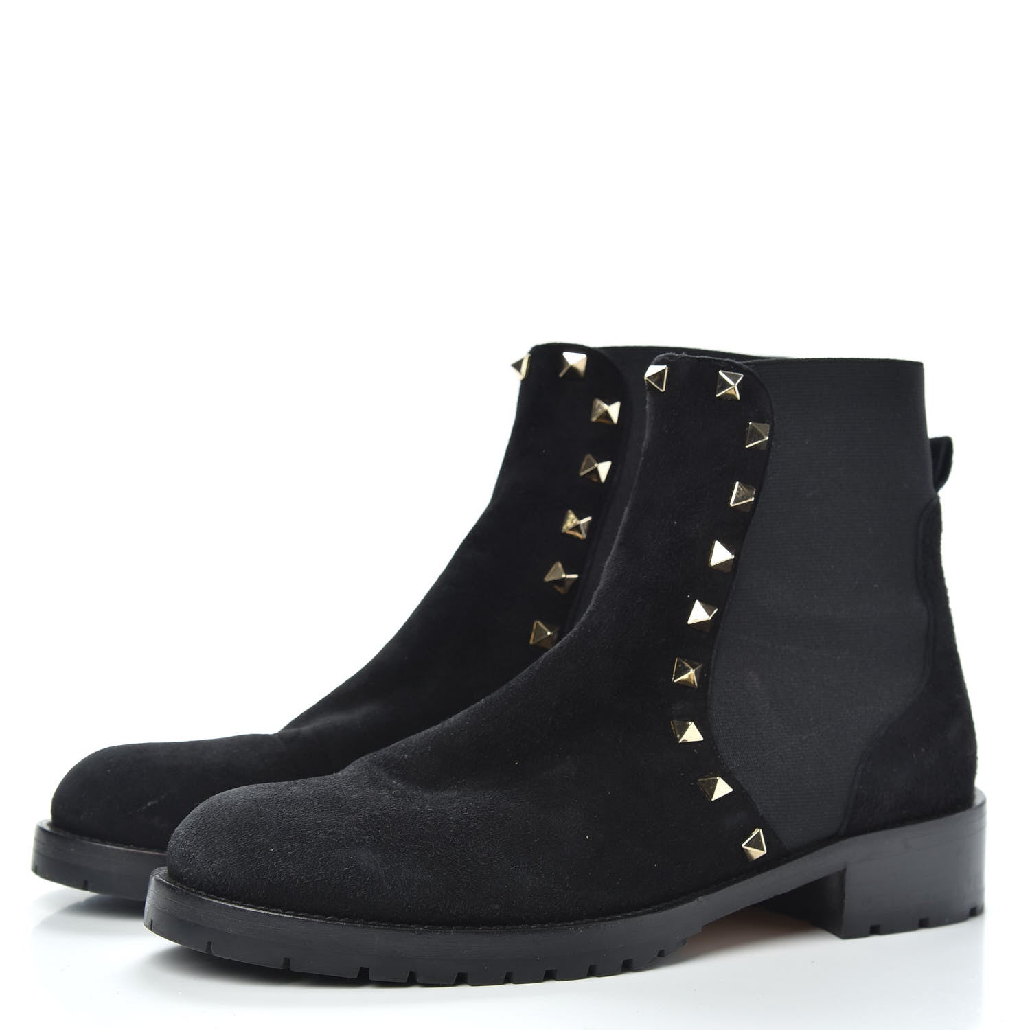 Valentino Garavani Suede Womens Rockstud Beatle Chelsea 20mm Ankle Boots 38 Black 3 of 7