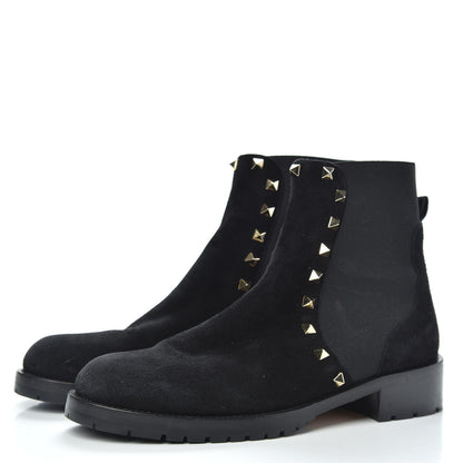 Valentino Garavani Suede Womens Rockstud Beatle Chelsea 20mm Ankle Boots 38 Black 3 of 7