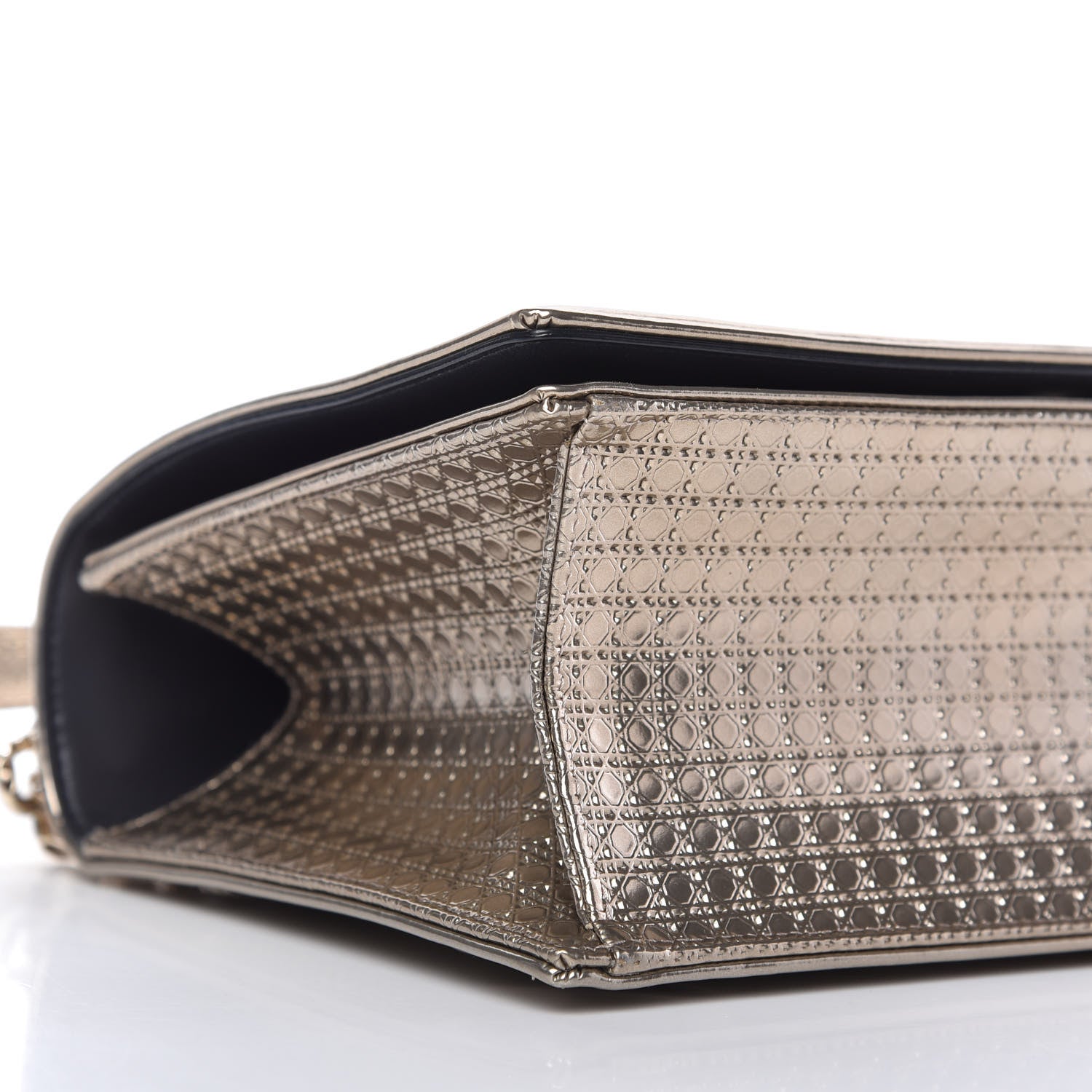 Christian Dior Metallic Patent Micro-Cannage Medium Diorama Flap Bag Gold 7 of 11