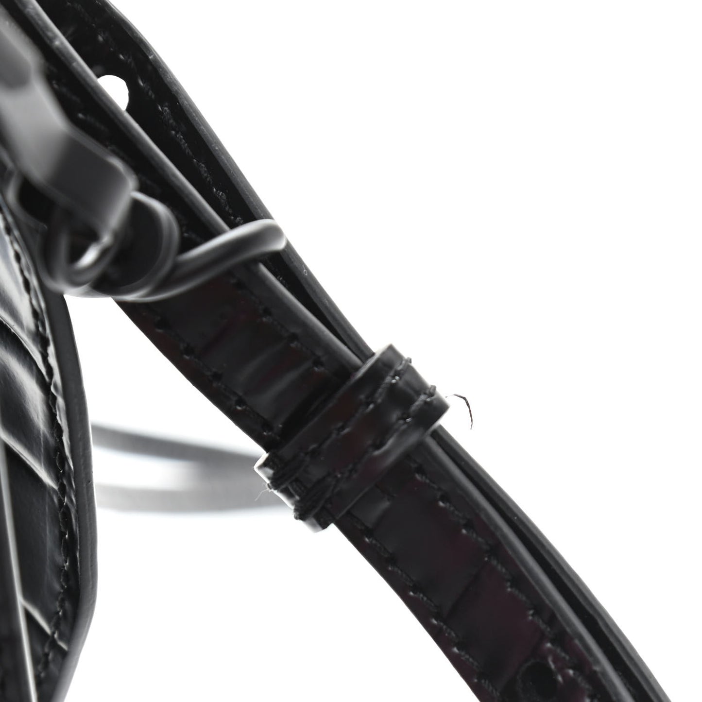 Semi Shiny Calfskin Crocodile Embossed Neo Classic Black Hardware Mini City Black