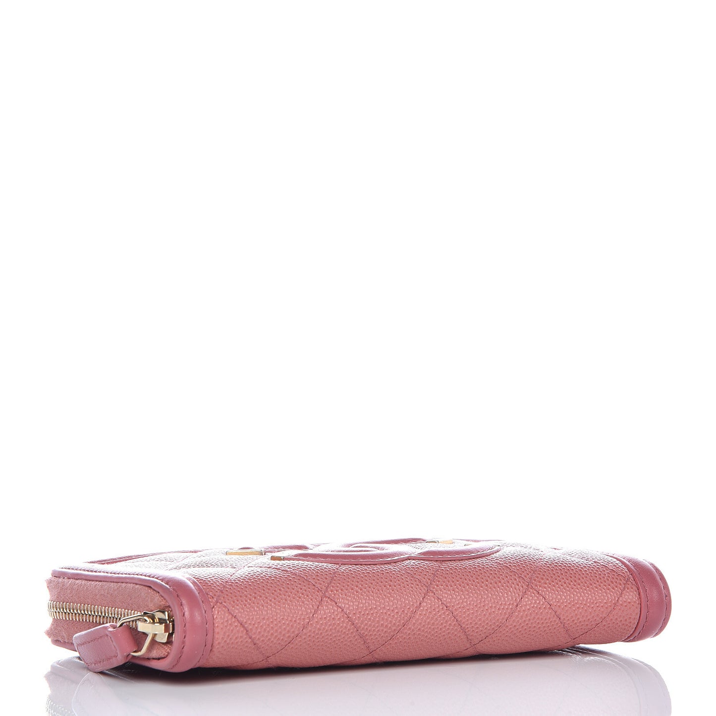 Caviar Quilted Medium Filigree Zip Around Wallet Pink
