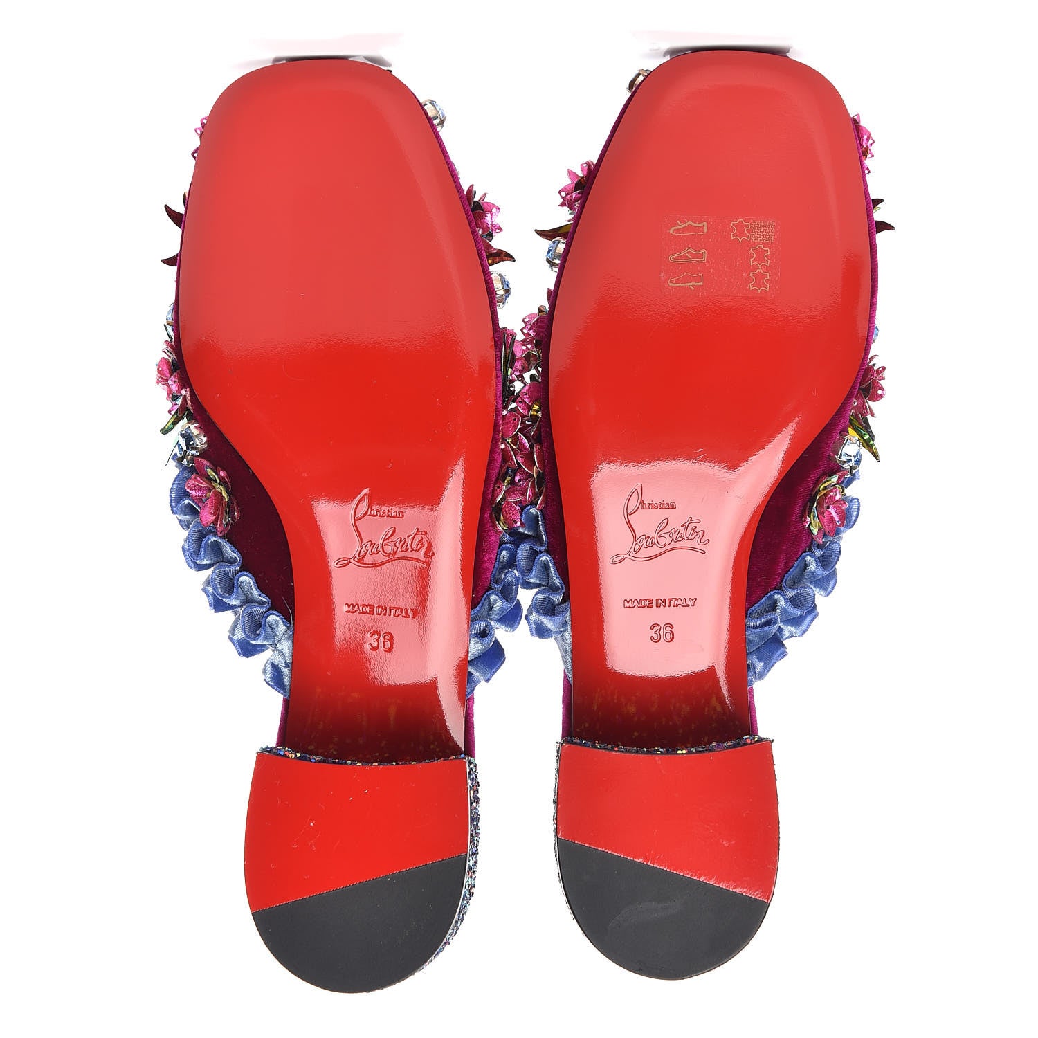 Christian Louboutin Velvet Glitter Babouchkaflor 35 Mule 36 Figue 7 of 9