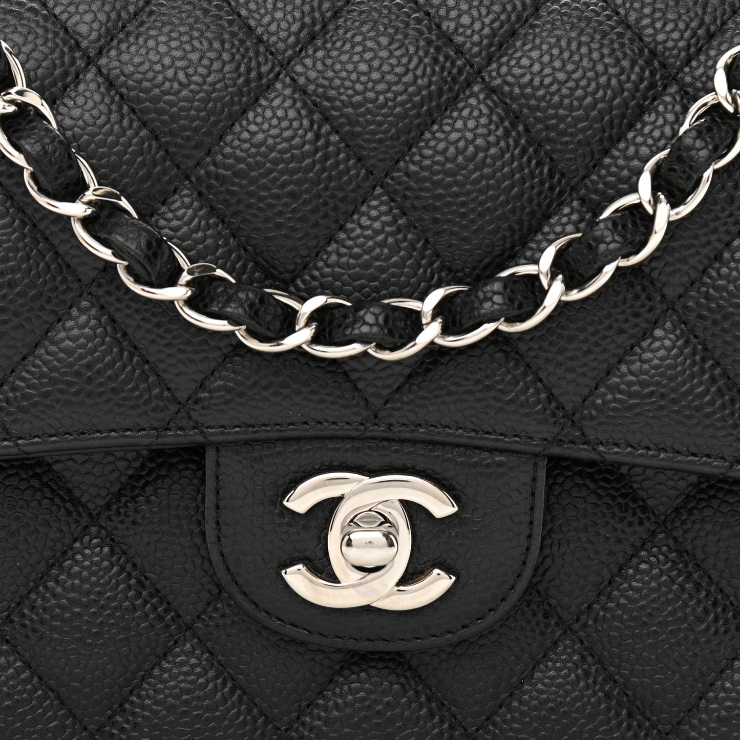 Caviar Quilted Small Double Flap Black